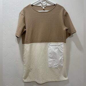 COS Color Blocked Shirt Dress Tan Cream Women's Small Front Pocket